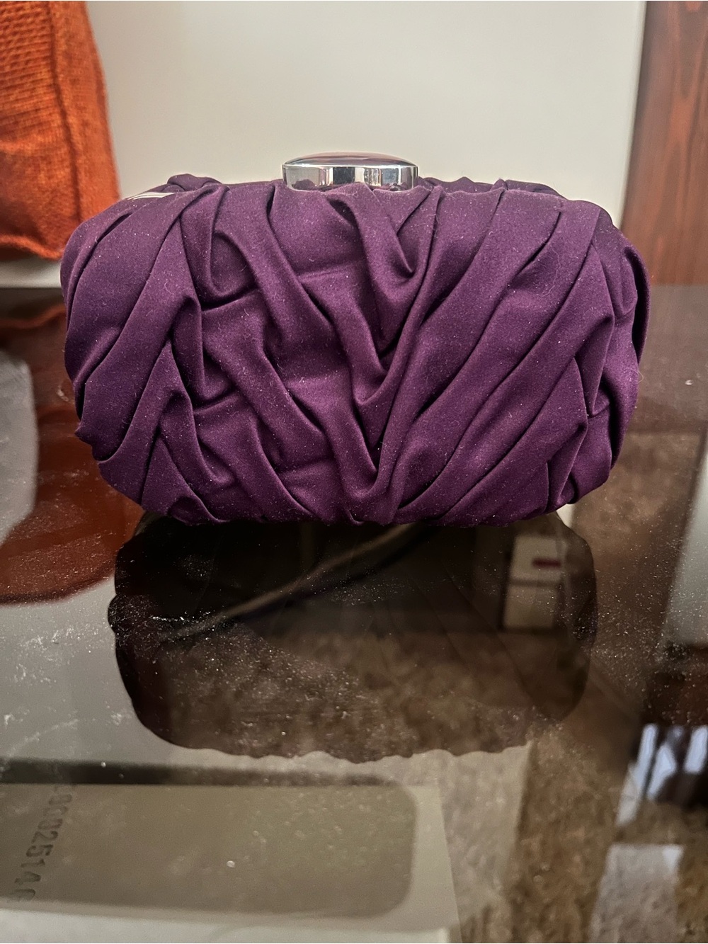 Evening Ruched Plum Clutch Bag - Unbranded
